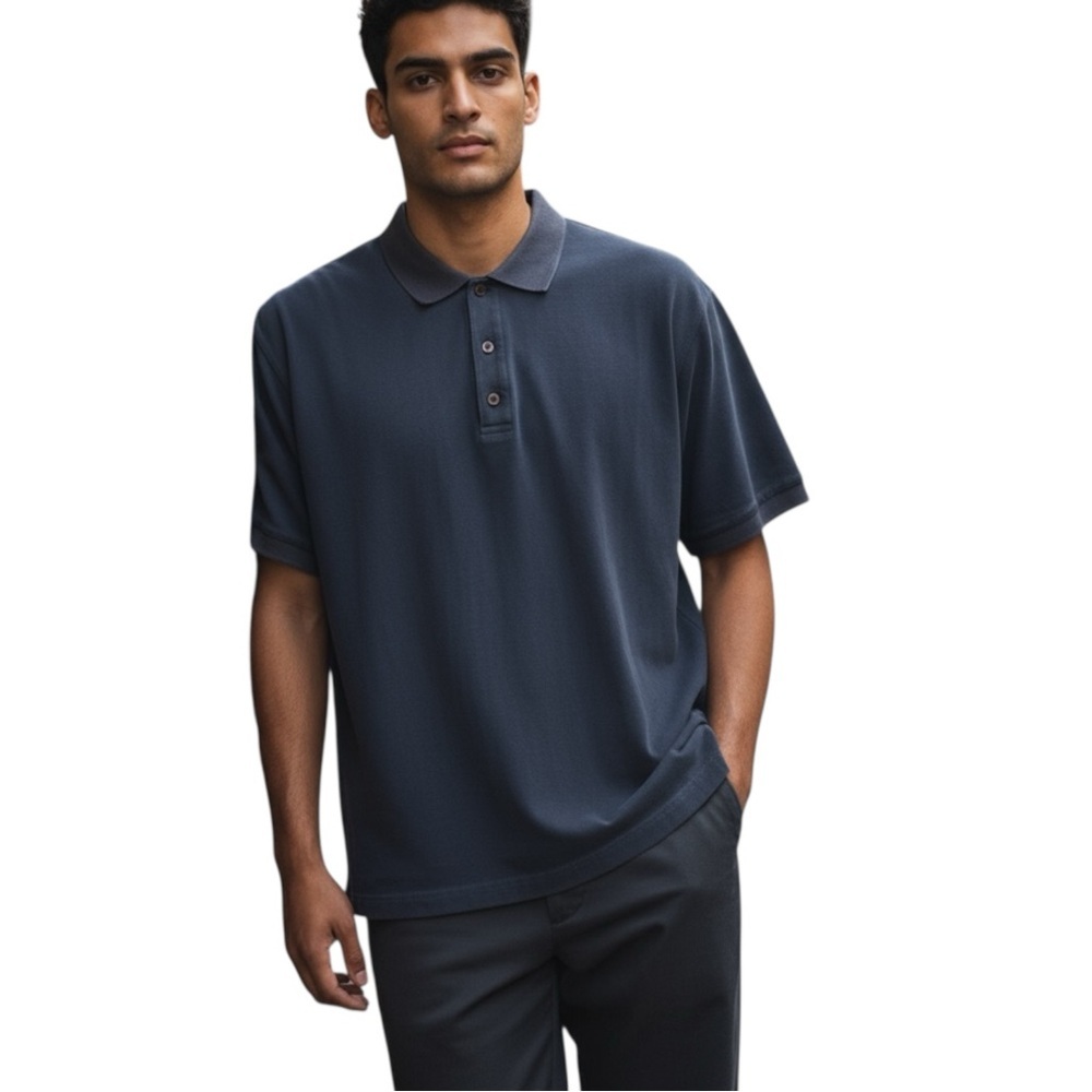 Eagle Dry Goods Co. 100% Silk, Mens, Short Sleeve Polo,‎ Color Blue, Large